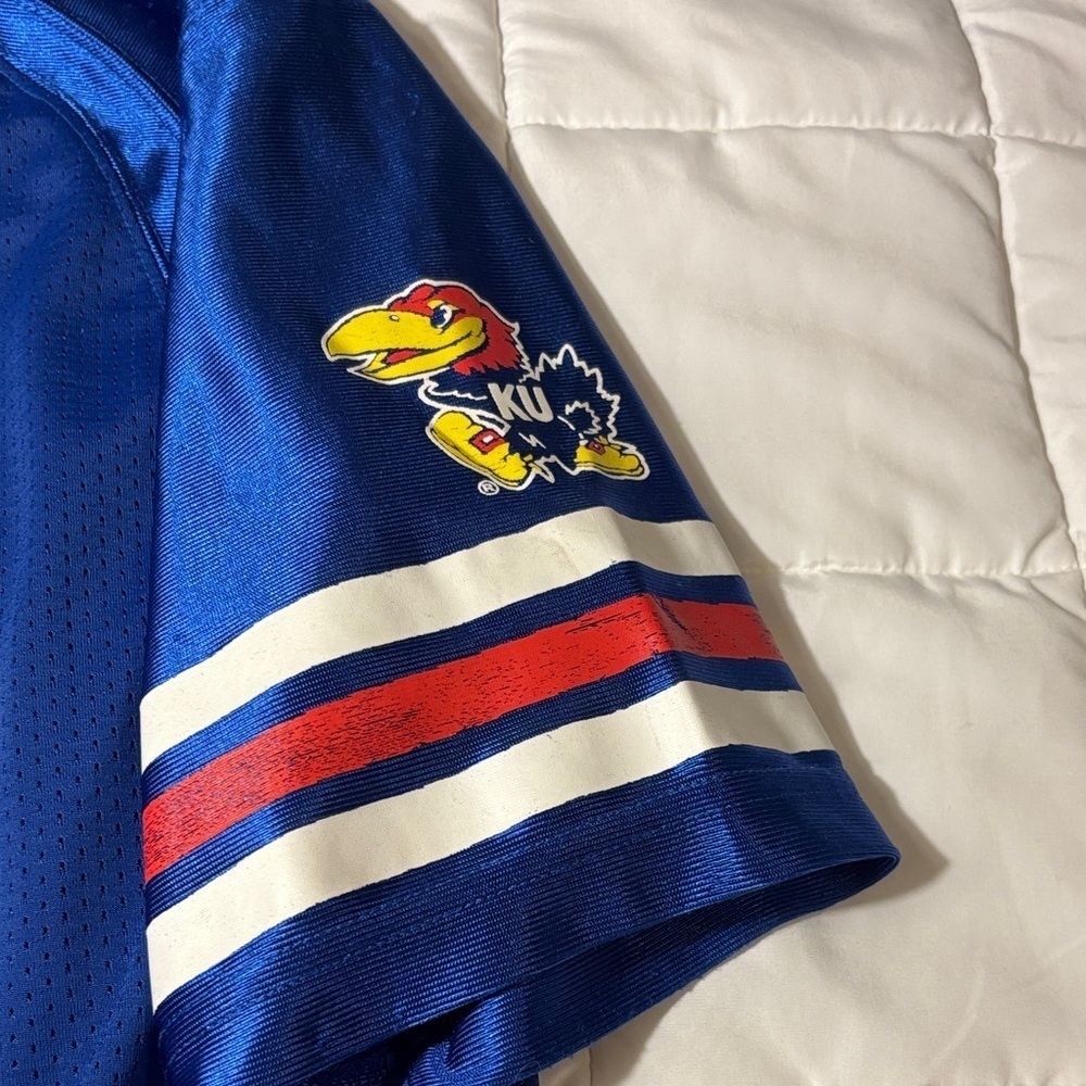 Starter Blue Kansas Jayhawks KU Football Jersey L-14/16 - Picture 6 of 11